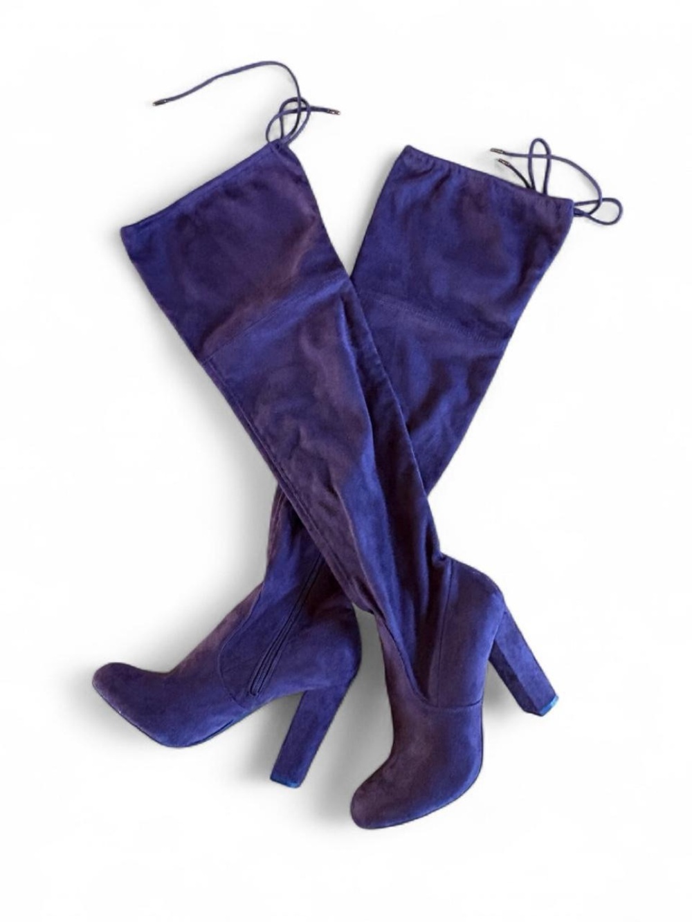 Purple Over-the-Knee Faux Suede Block Heel Boots Sz 10 Thigh High Sexy Going Out